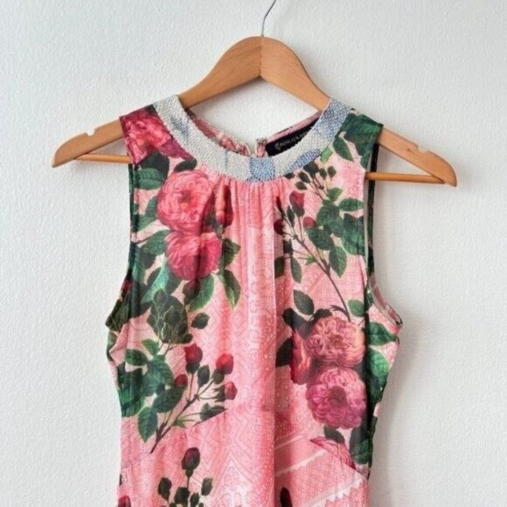 Anthropologie Pankaj & Nidhi Butterfly Garden Midi Dress w/ Beaded Collar - Picture 7 of 11